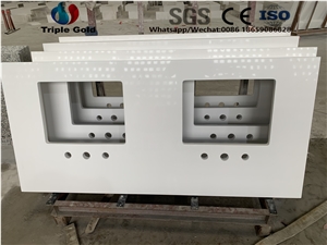 Artificial White Marble Prefab Bath Countertop Top