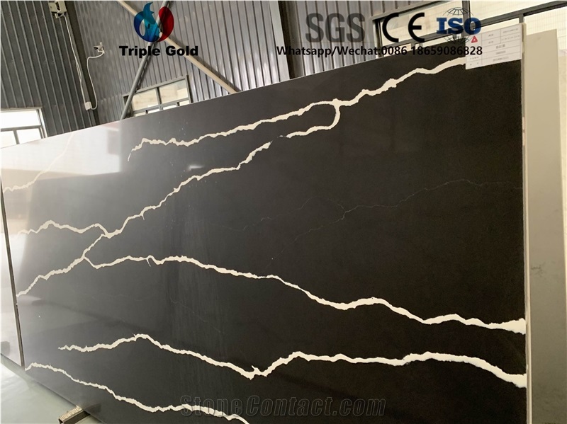 Calacatta Gold Black Quartz Bath Wall Panels