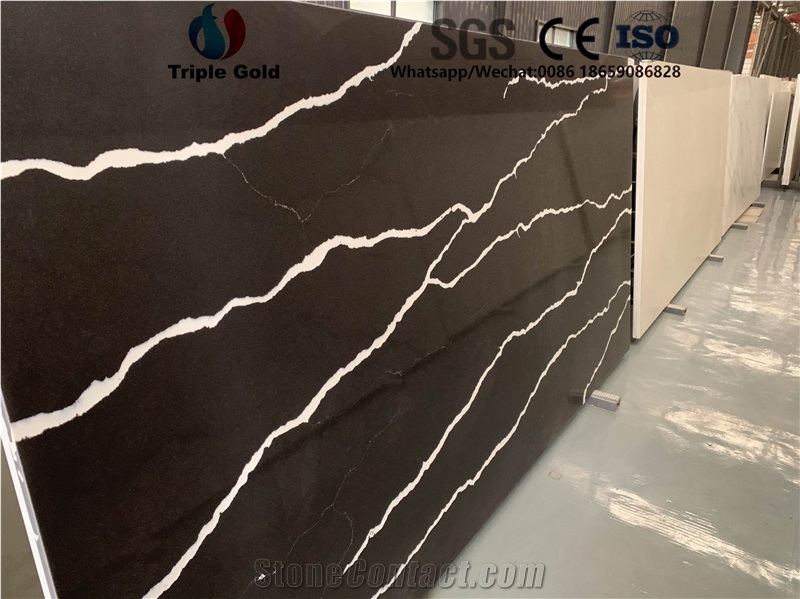 Calacatta Gold Black Quartz Bath Wall Panels