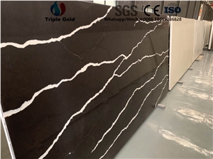 Calacatta Gold Black Quartz Bath Wall Panels