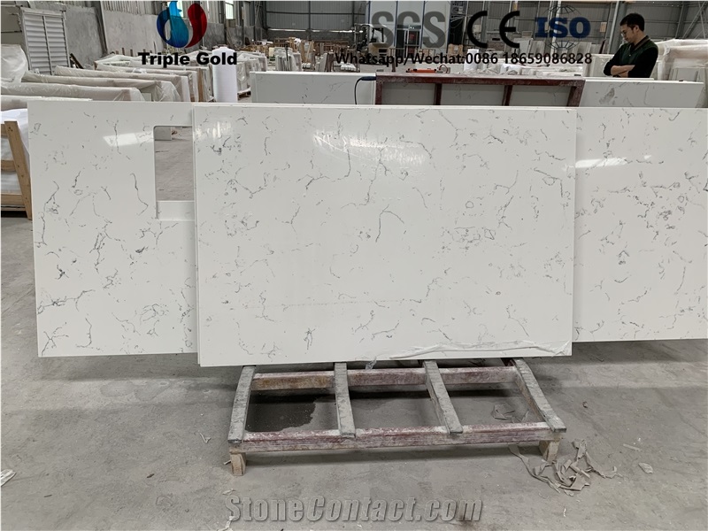 Carrara White Quartz Prefab Bath Tops Vanity