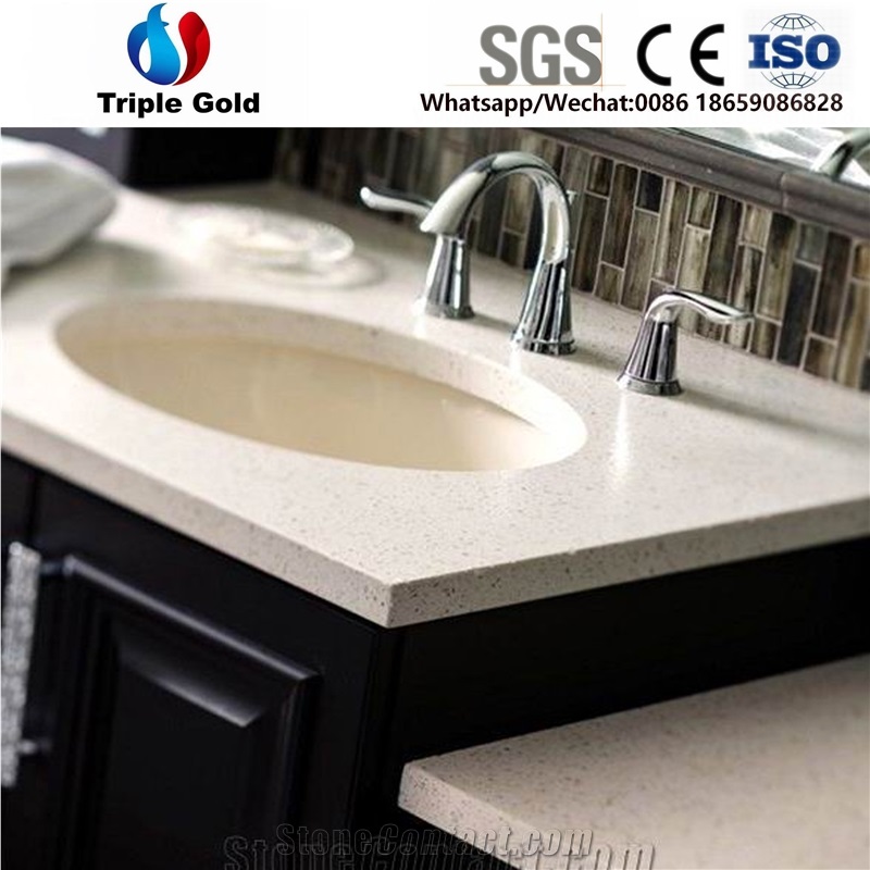 Crystal White Solid Surface Quartz Countertop Tops