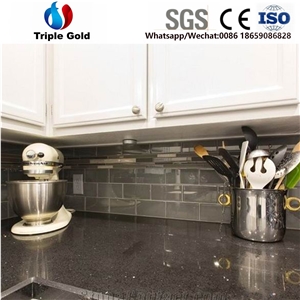 Sparkling Black Kitchen Quartz Stone Table Top