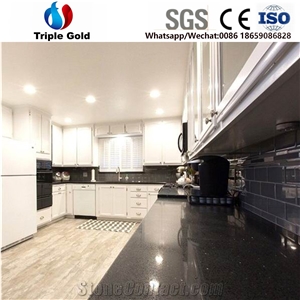 Sparkling Black Kitchen Quartz Stone Table Top
