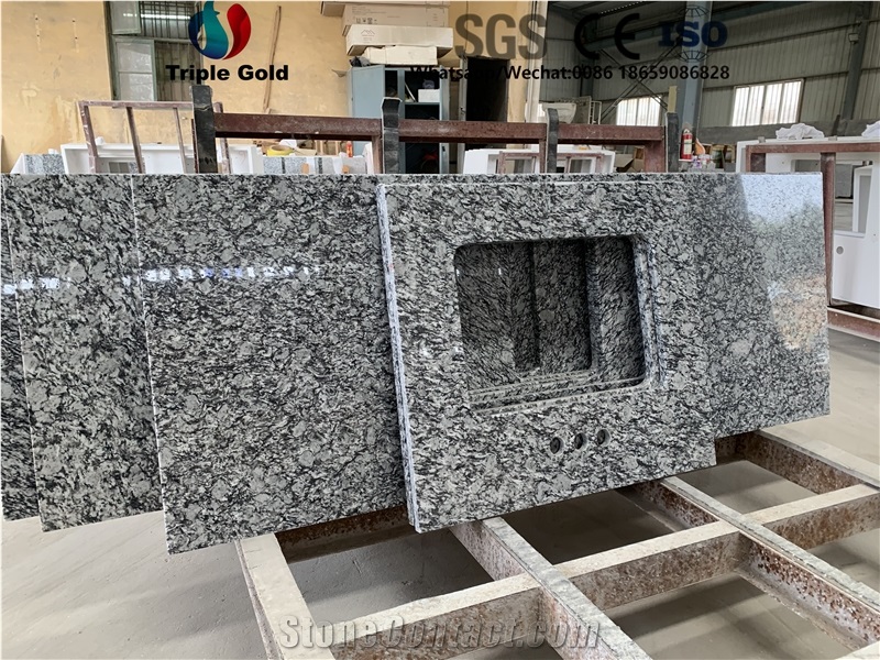 Spray White Sea Wave Prefab Countertops Bath Tops