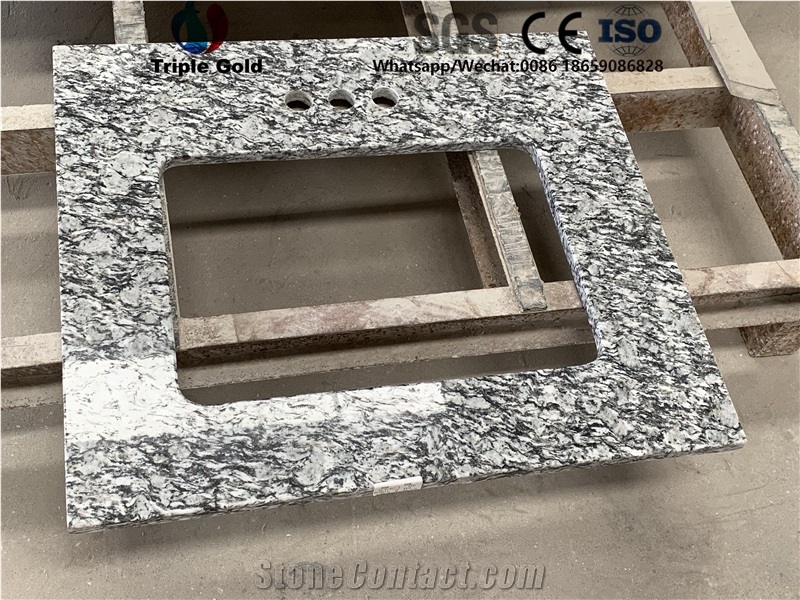 Spray White Sea Wave Prefab Countertops Bath Tops