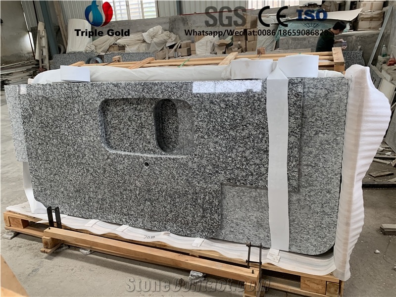 Spray White Sea Wave Prefab Countertops Bath Tops