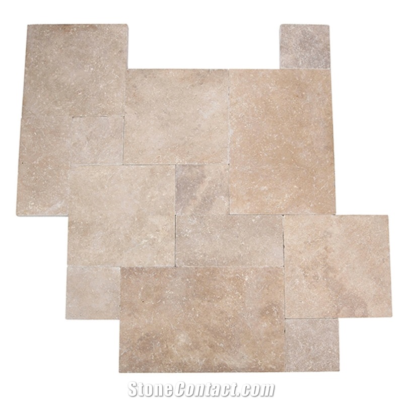 Medium Natural Travertine Pavers French Pattern