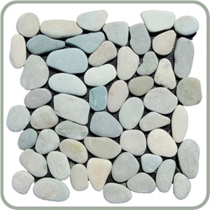 Green Pebble Mosaic, Green Natural Pebble Stone