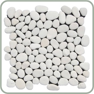 White Pebble Mosaic, White Natural Pebble Stone