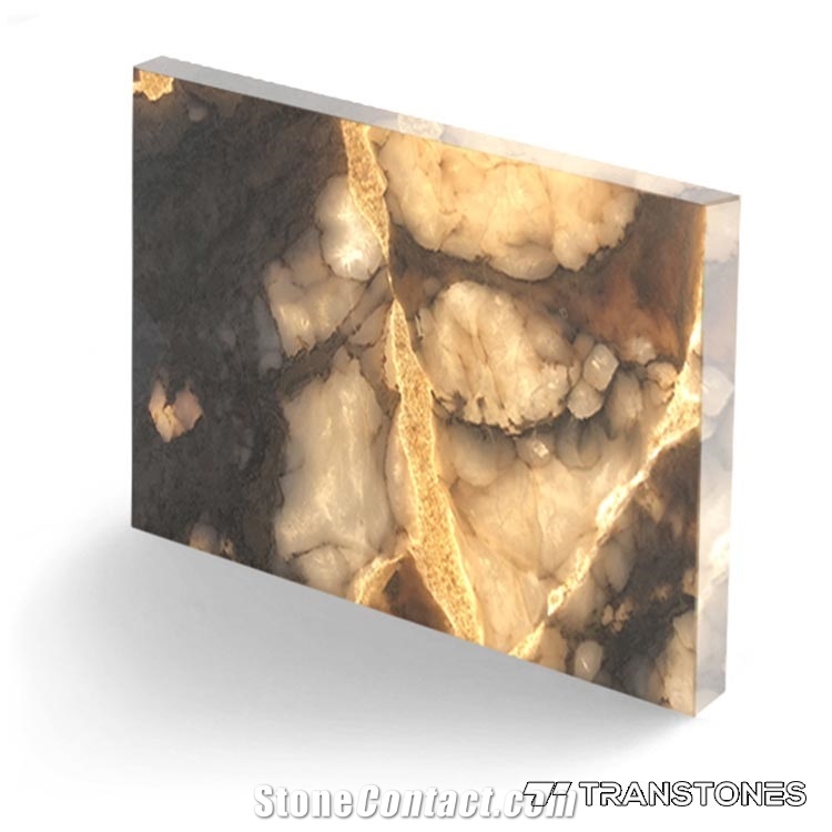 Backlit Natural Onyx Slices Crystallized Slabs