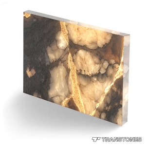 Backlit Natural Onyx Slices Crystallized Slabs