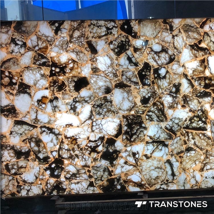 Backlit Natural Onyx Slices Crystallized Slabs