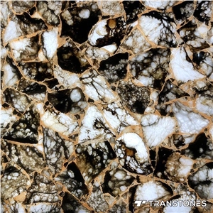 Backlit Natural Onyx Slices Crystallized Slabs