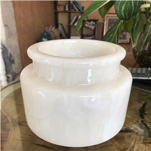 Backlit Translucent Faux Alabaster Home Decorative Pots