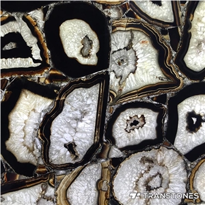 Black Polished Agate Stone Backlit Design