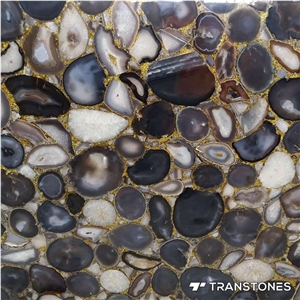 Black Polished Agate Stone Backlit Design