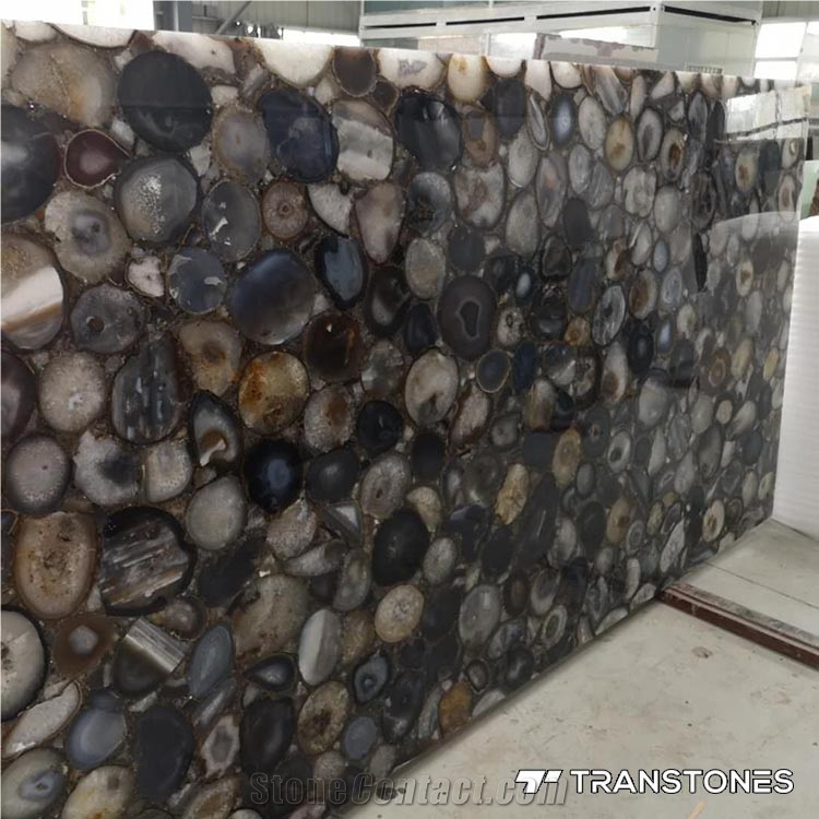 Black Polished Agate Stone Backlit Design