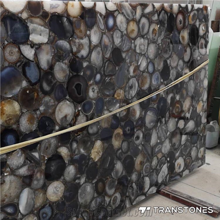 Black Polished Agate Stone Backlit Design