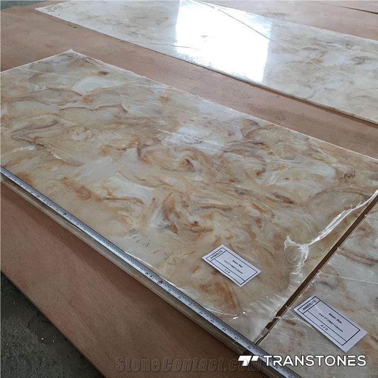 Brown Faux Onyx Alabaster Stone Walling Panel