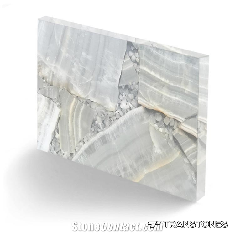 Faux Polished Onyx Alabaster Sheet for Bar Counter