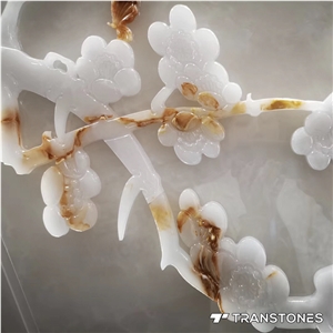 Faux Polished Onyx Carving Art Works Backlited Wall Decor