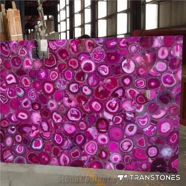 Pink Polished Agate Stone Translucent for Table Top