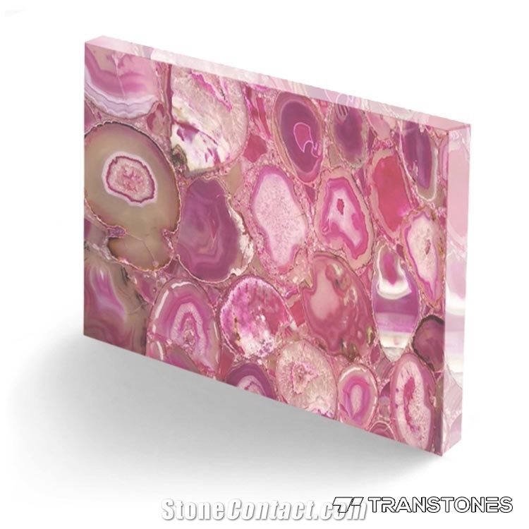 Pink Polished Agate Stone Translucent for Table Top