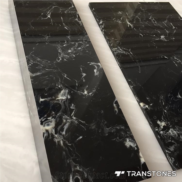 Polished Dark Black Artificial Marble Stone