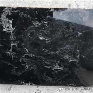 Polished Dark Black Artificial Marble Stone