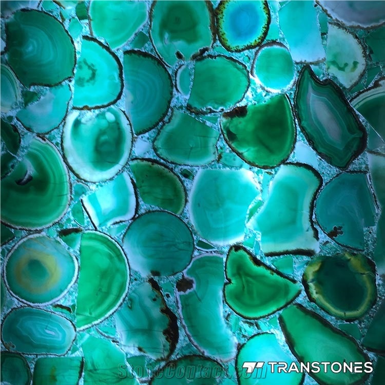 Translucent Green Agate Slabs for Coffee Table