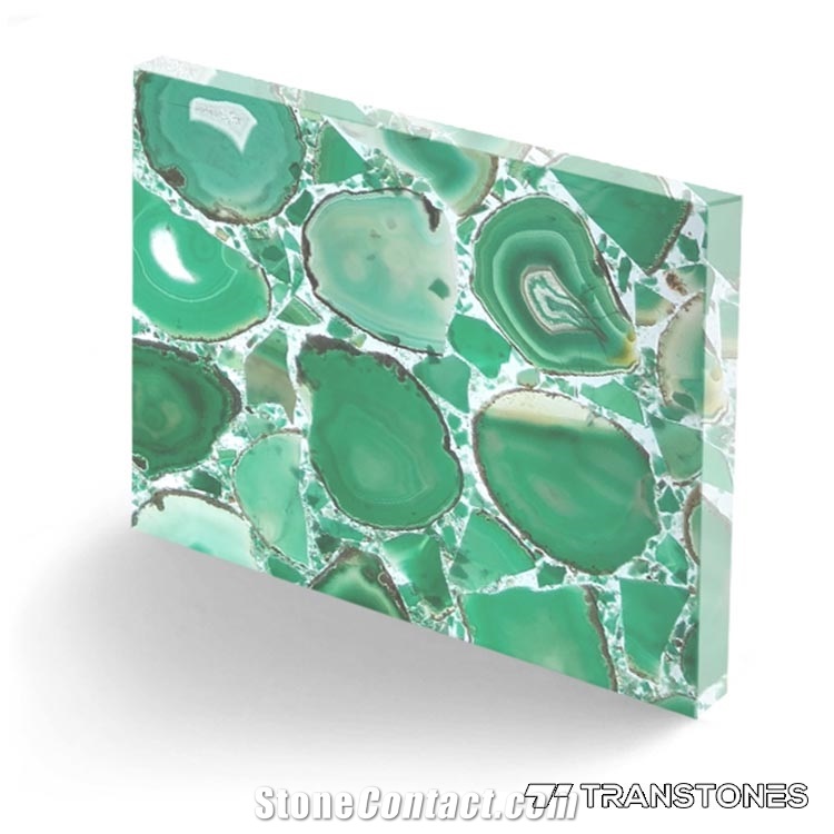 Translucent Green Agate Slabs for Coffee Table