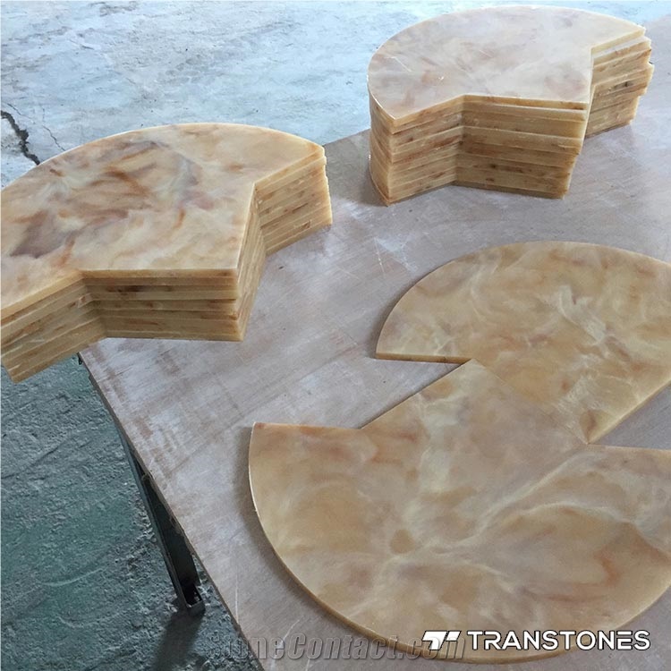 Yellow Faux Alabaster Panel Cut to Size for Home Decors