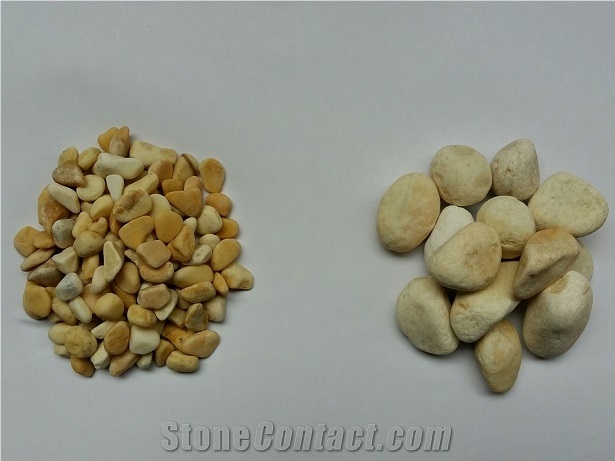 Golden Cream Limestone Light Cream Tumbled Pebbles