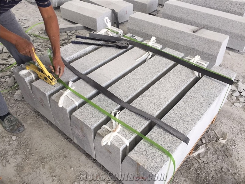 Hubei New G603 Granite Flamed & Beveled Kerbstone