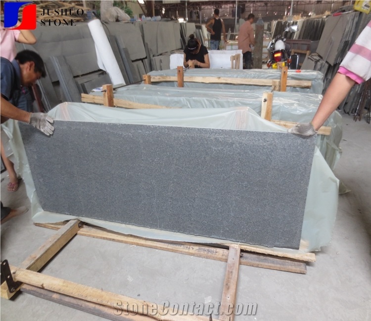 Flamed Brushed Mongolia Black Basalt Material Tile
