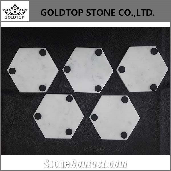 Bianco Carrara White Nero Marquina Marble Coasters