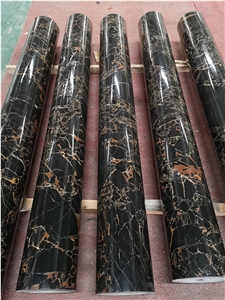 Black Portoro Marble Stone Roman Columns