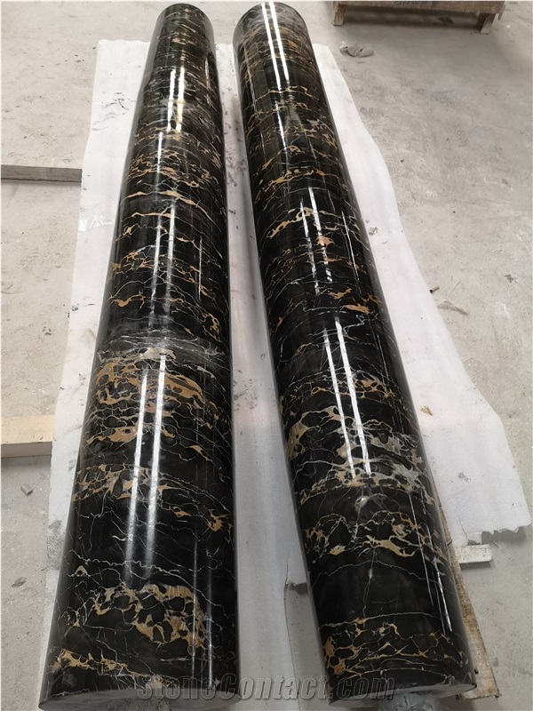 Portoro Gold Marble Stacked Stone Columns