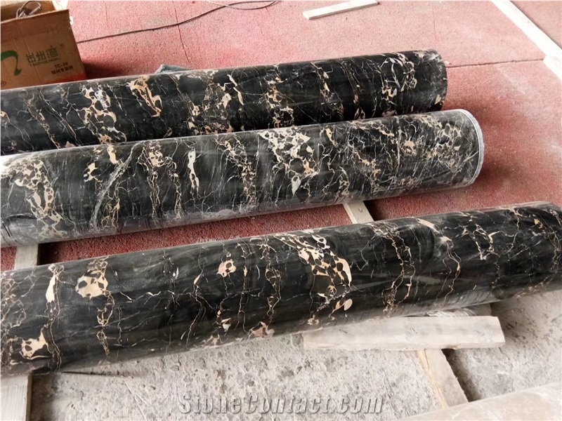Portoro Gold Marble Stacked Stone Columns