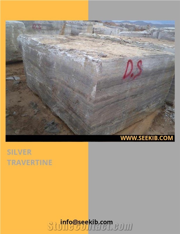 Persian Silver Travertine Block