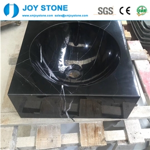Nero Marquina Marble Square Shape Bathroom Basin