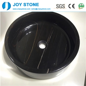 Polish China Nero Marquina Round Basin for Sale