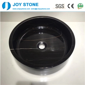 Polish China Nero Marquina Round Basin for Sale