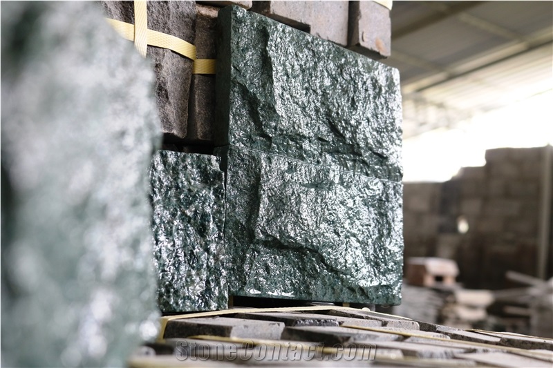 Rough Face Green Stone Split Face Mushroom Stone