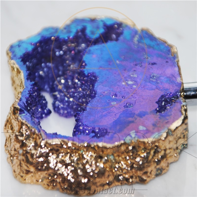 Brazil Agate Wine Cork with Gold Edge