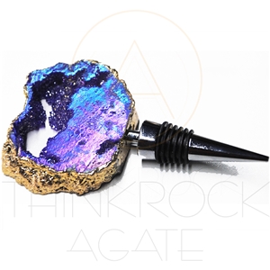 Brazil Agate Wine Cork with Gold Edge