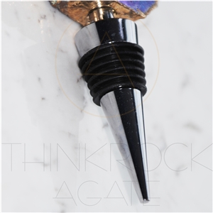 Brazil Agate Wine Cork with Gold Edge