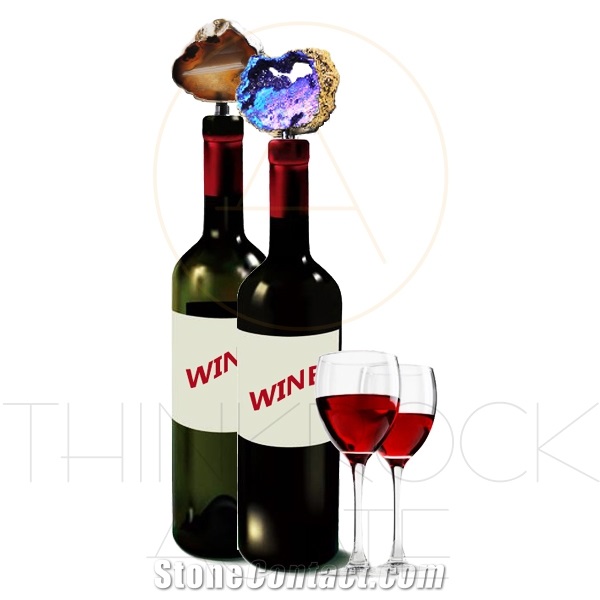 Brazil Agate Wine Cork with Gold Edge