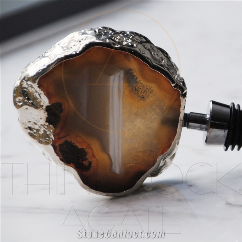 Brazil Agate Wine Cork with Gold Edge